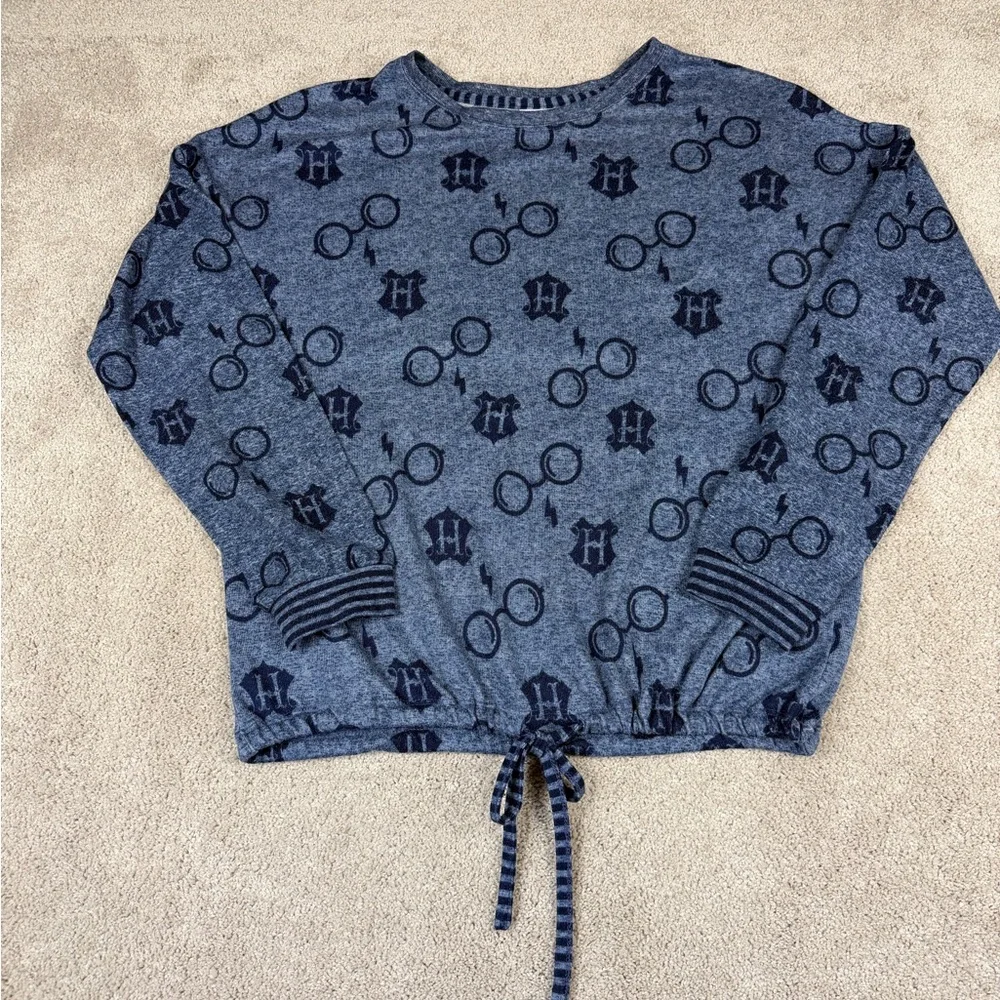 Harry Potter Wizarding World Pajama Set Womens Sz Med‎ Blue Logo Pant Lounge Set